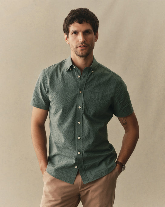 The Short Sleeve Jack in Deep Sea Seersucker