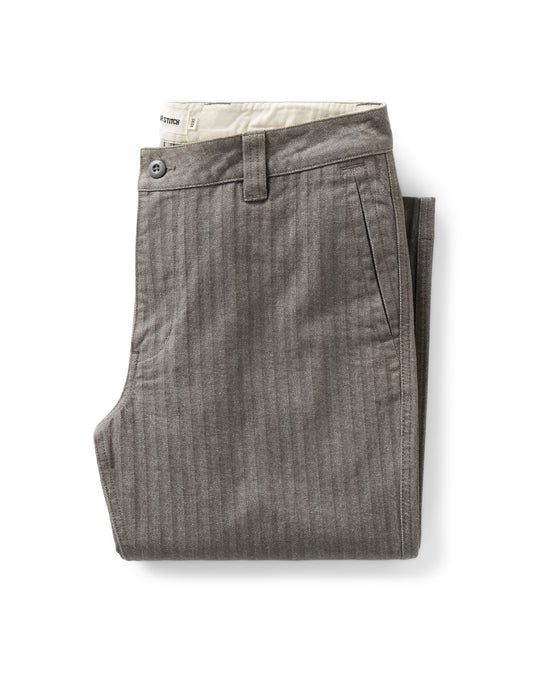 The Emlen Pant in Smoked Olive Herringbone