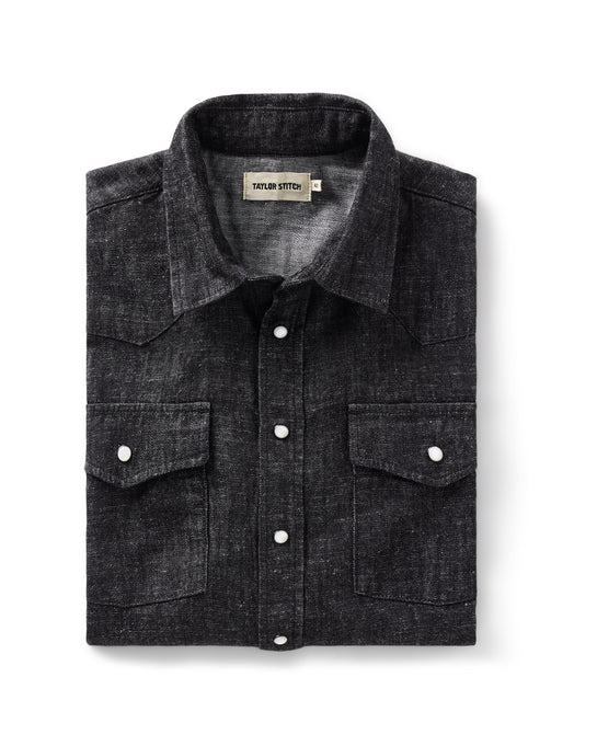 The Glacier Shirt in Black Indigo Hemp Denim