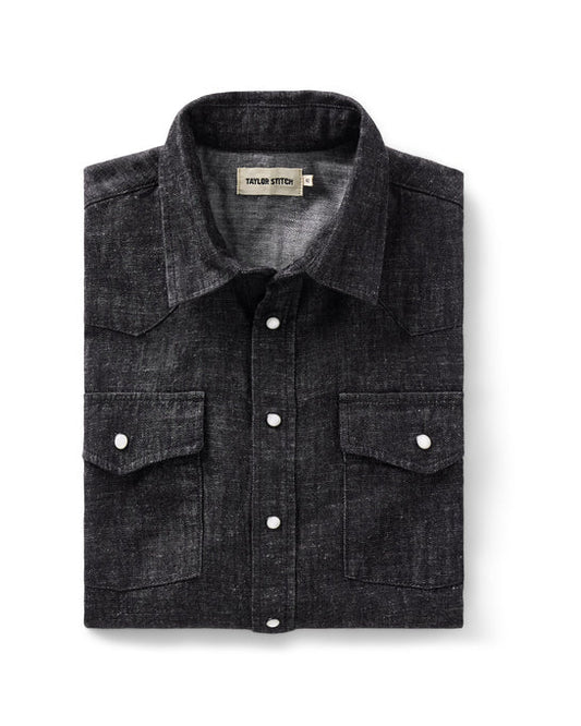 The Glacier Shirt in Black Indigo Hemp Denim