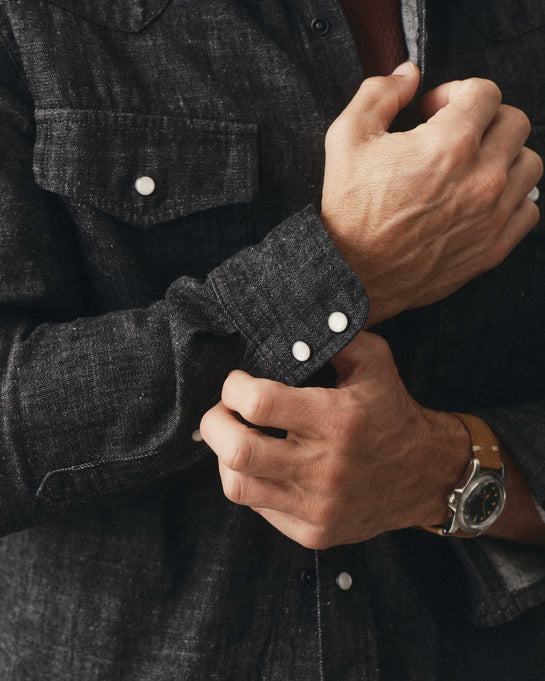 The Glacier Shirt in Black Indigo Hemp Denim
